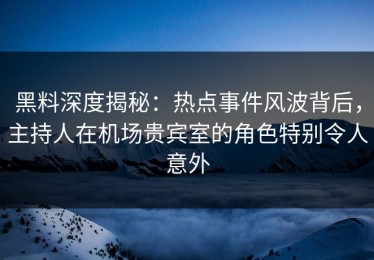 黑料深度揭秘：热点事件风波背后，主持人在机场贵宾室的角色特别令人意外
