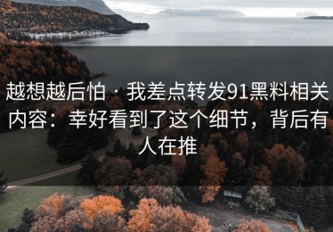 越想越后怕 · 我差点转发91黑料相关内容：幸好看到了这个细节，背后有人在推