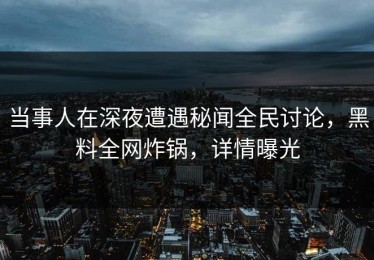 当事人在深夜遭遇秘闻全民讨论，黑料全网炸锅，详情曝光