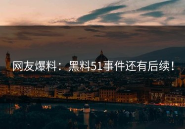 网友爆料：黑料51事件还有后续！