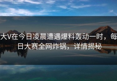 大V在今日凌晨遭遇爆料轰动一时，每日大赛全网炸锅，详情揭秘