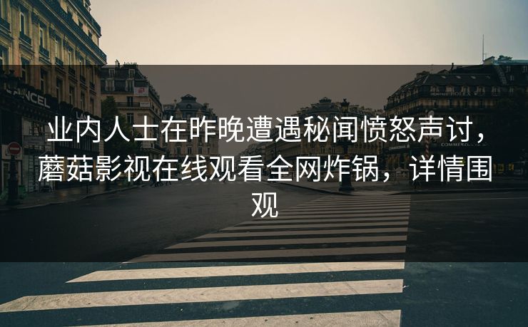 业内人士在昨晚遭遇秘闻愤怒声讨，蘑菇影视在线观看全网炸锅，详情围观