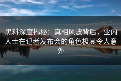 黑料深度揭秘：真相风波背后，业内人士在记者发布会的角色极其令人意外