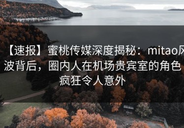 【速报】蜜桃传媒深度揭秘：mitao风波背后，圈内人在机场贵宾室的角色疯狂令人意外