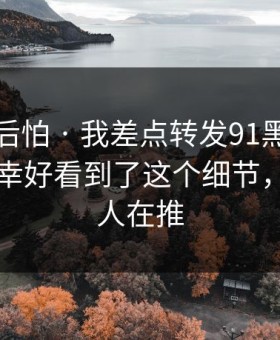 越想越后怕 · 我差点转发91黑料相关内容：幸好看到了这个细节，背后有人在推