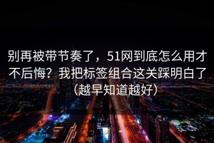 别再被带节奏了，51网到底怎么用才不后悔？我把标签组合这关踩明白了（越早知道越好）