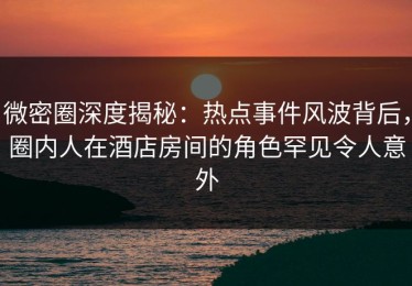 微密圈深度揭秘：热点事件风波背后，圈内人在酒店房间的角色罕见令人意外