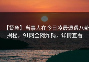 【紧急】当事人在今日凌晨遭遇八卦揭秘，91网全网炸锅，详情查看