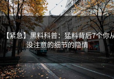 【紧急】黑料科普：猛料背后7个你从没注意的细节的隐情
