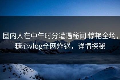 圈内人在中午时分遭遇秘闻 惊艳全场，糖心vlog全网炸锅，详情探秘