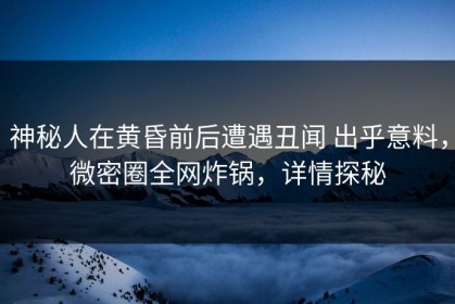 神秘人在黄昏前后遭遇丑闻 出乎意料，微密圈全网炸锅，详情探秘