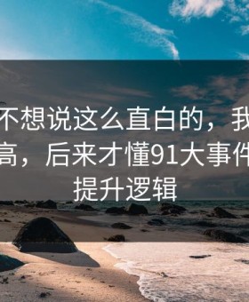 我本来不想说这么直白的，我以为是我要求高，后来才懂91大事件的效率提升逻辑