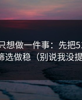 如果你只想做一件事：先把51网的内容筛选做稳（别说我没提醒）