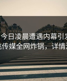 明星在今日凌晨遭遇内幕引发联想，蜜桃传媒全网炸锅，详情深扒