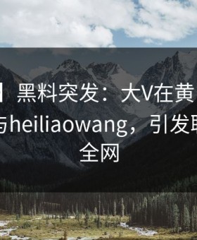 【爆料】黑料突发：大V在黄昏前后被曝曾参与heiliaowang，引发联想席卷全网