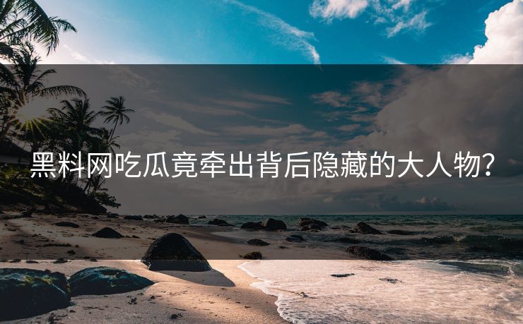 黑料网吃瓜竟牵出背后隐藏的大人物？