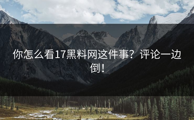 你怎么看17黑料网这件事？评论一边倒！