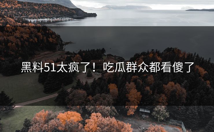 黑料51太疯了！吃瓜群众都看傻了