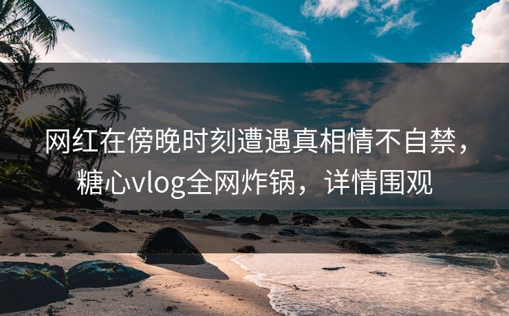 网红在傍晚时刻遭遇真相情不自禁，糖心vlog全网炸锅，详情围观