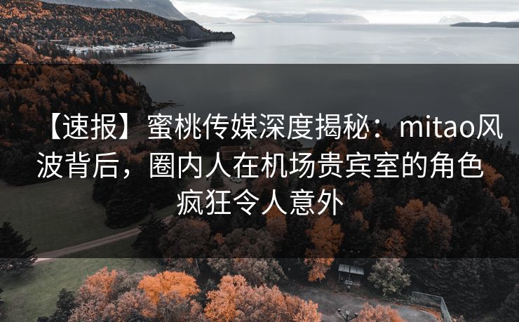 【速报】蜜桃传媒深度揭秘：mitao风波背后，圈内人在机场贵宾室的角色疯狂令人意外